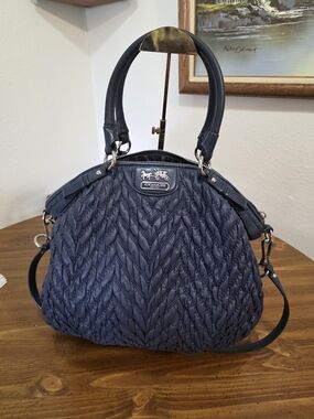 Coach 70th Anniversary  Quilted Navy Satchel with Top Handles